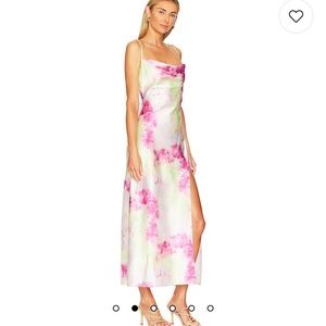 Krystal Slit Maxi Dress in Pink Tie Dye
